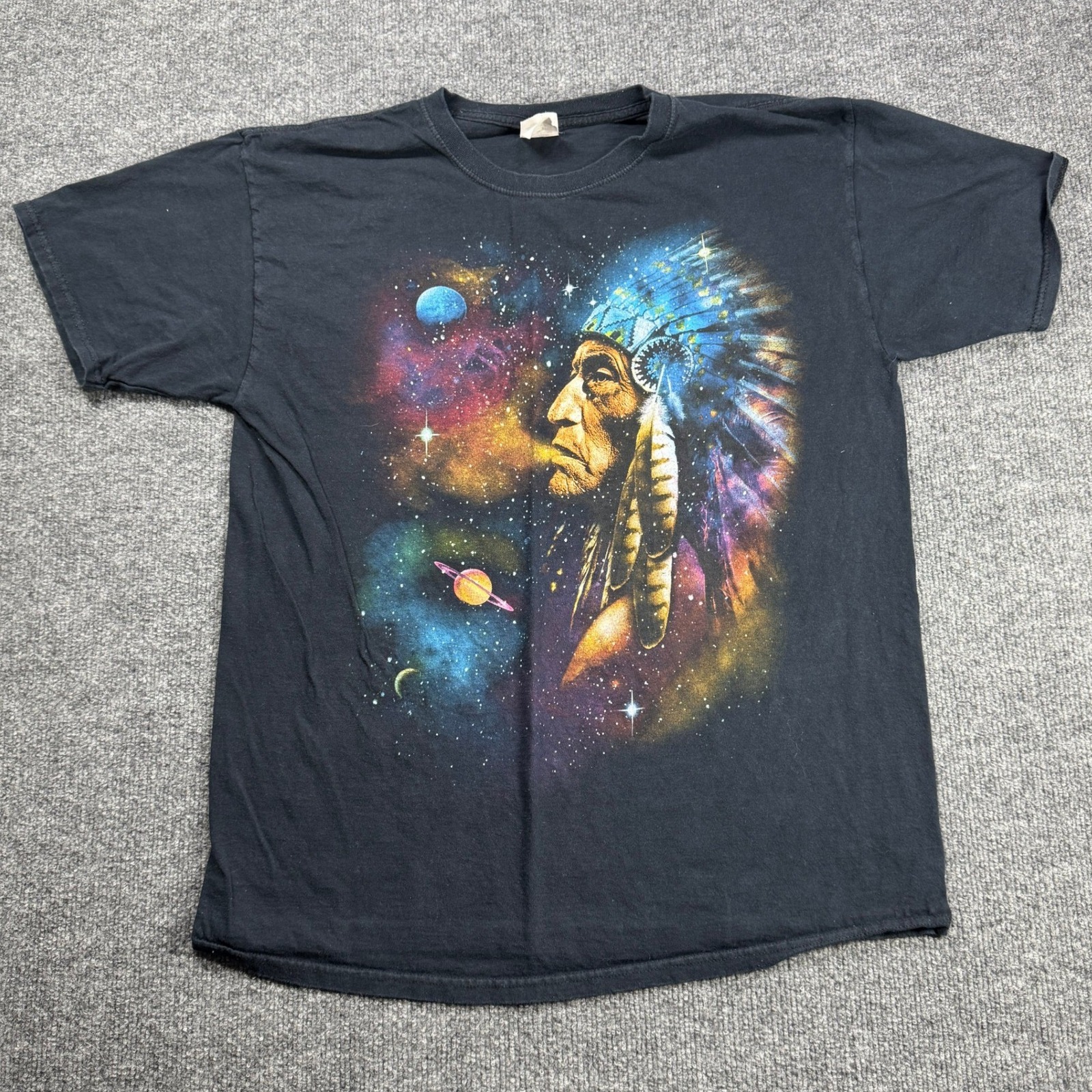 Native American Fruit Of The Loom Hd Cotton T Shirt Mens L Black Galaxy Space